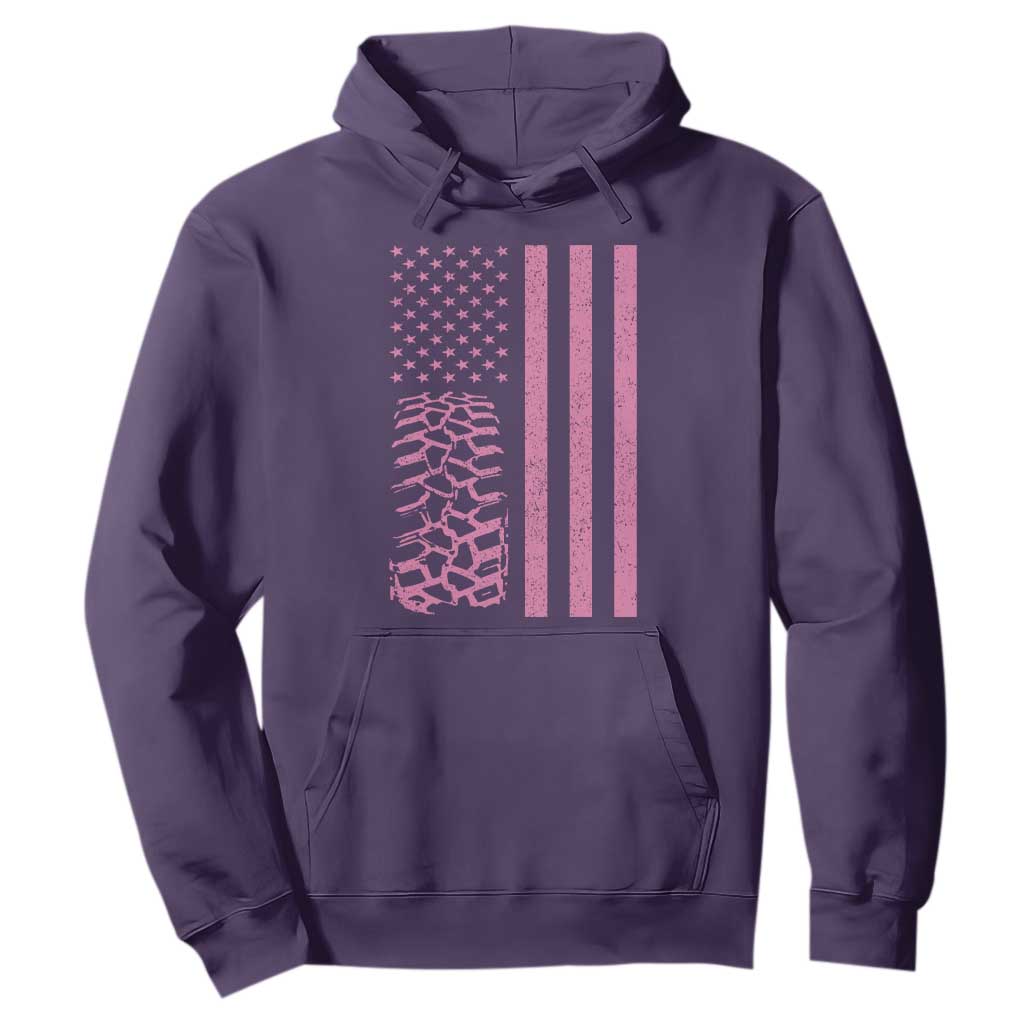Off Road Car Wheel Vintage Pink American Flag Hoodie TS11 Purple Print Your Wear
