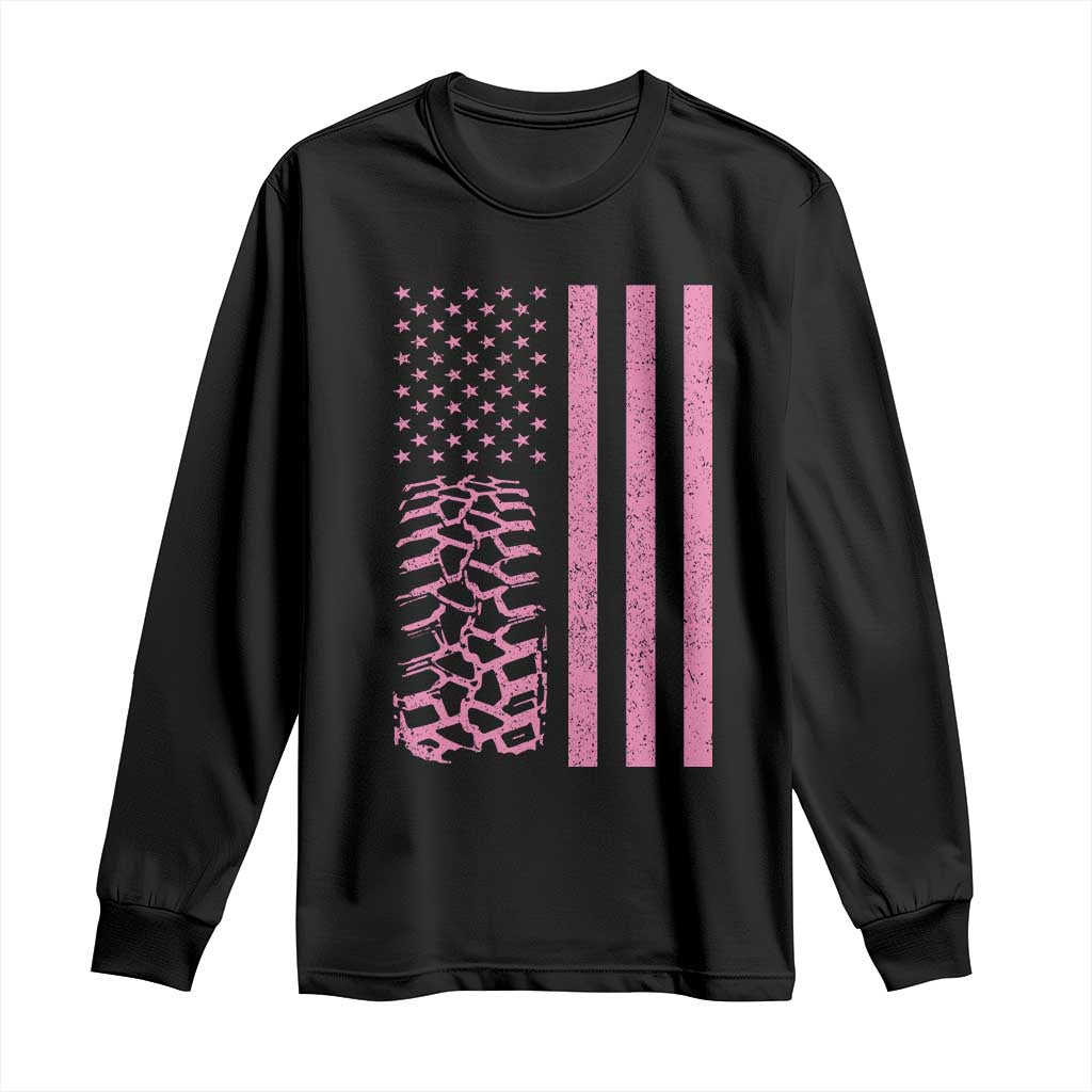 Off Road Car Wheel Vintage Pink American Flag Long Sleeve Shirt TS11 Black Print Your Wear