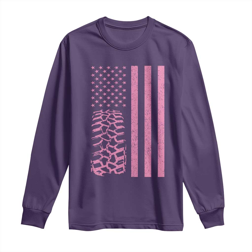 Off Road Car Wheel Vintage Pink American Flag Long Sleeve Shirt TS11 Purple Print Your Wear