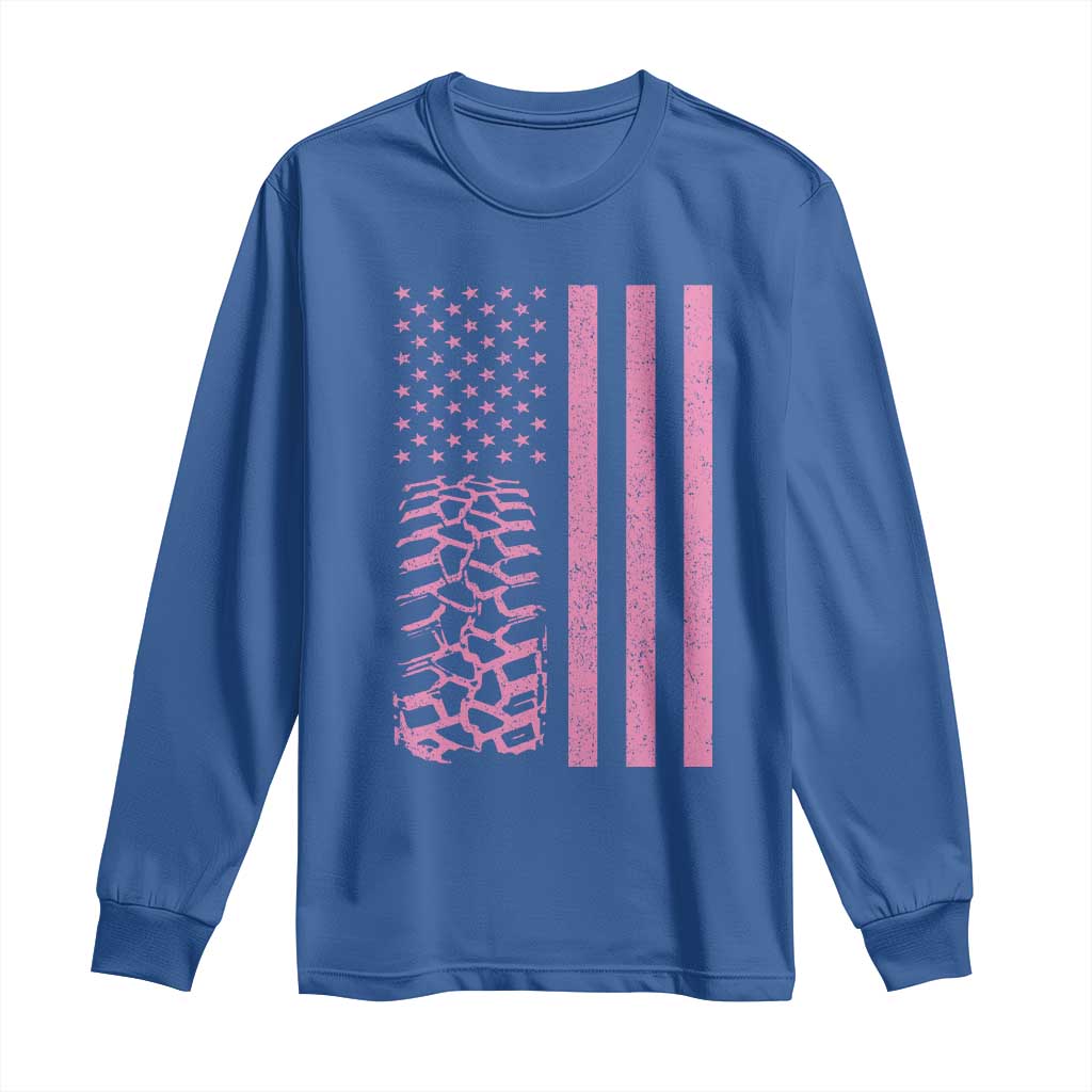 Off Road Car Wheel Vintage Pink American Flag Long Sleeve Shirt TS11 Royal Blue Print Your Wear