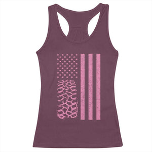 Off Road Car Wheel Vintage Pink American Flag Racerback Tank Top TS11 Maroon Print Your Wear