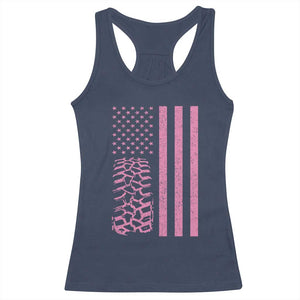 Off Road Car Wheel Vintage Pink American Flag Racerback Tank Top TS11 Navy Print Your Wear