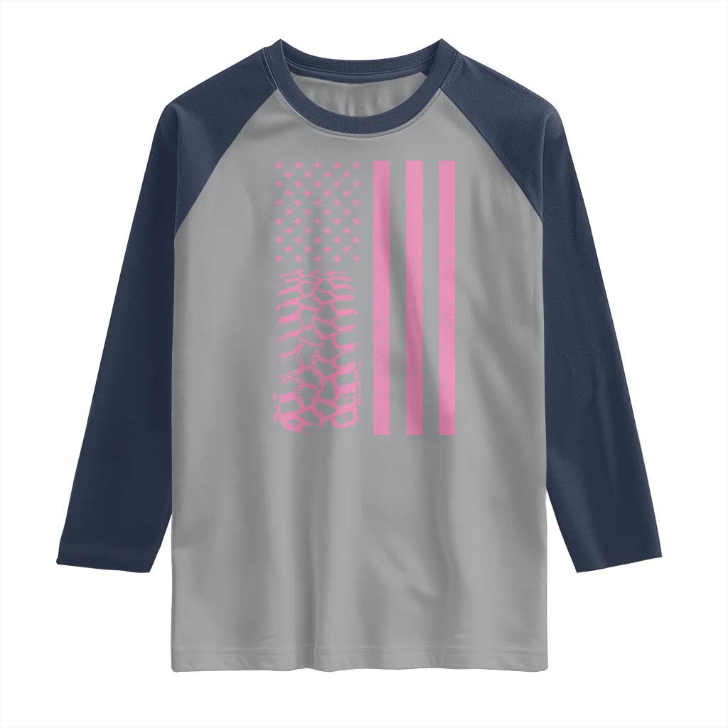 Off Road Car Wheel Vintage Pink American Flag Raglan Shirt TS11 Sport Gray Navy Print Your Wear