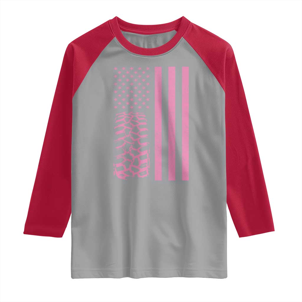 Off Road Car Wheel Vintage Pink American Flag Raglan Shirt TS11 Sport Gray Red Print Your Wear
