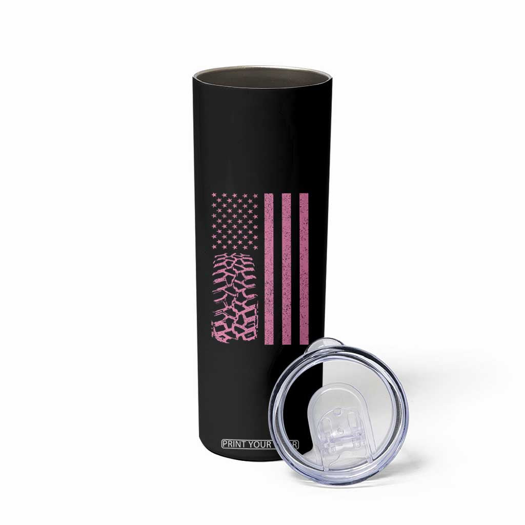 Off Road Car Wheel Vintage Pink American Flag Skinny Tumbler TS11 Print Your Wear