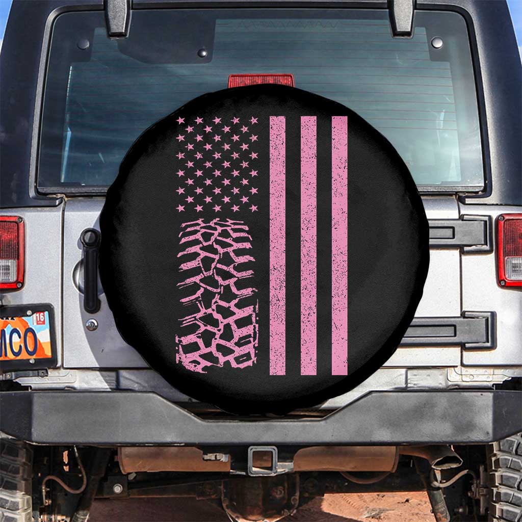 Off Road Car Wheel Vintage Pink American Flag Spare Tire Cover TS11 No hole Black Print Your Wear