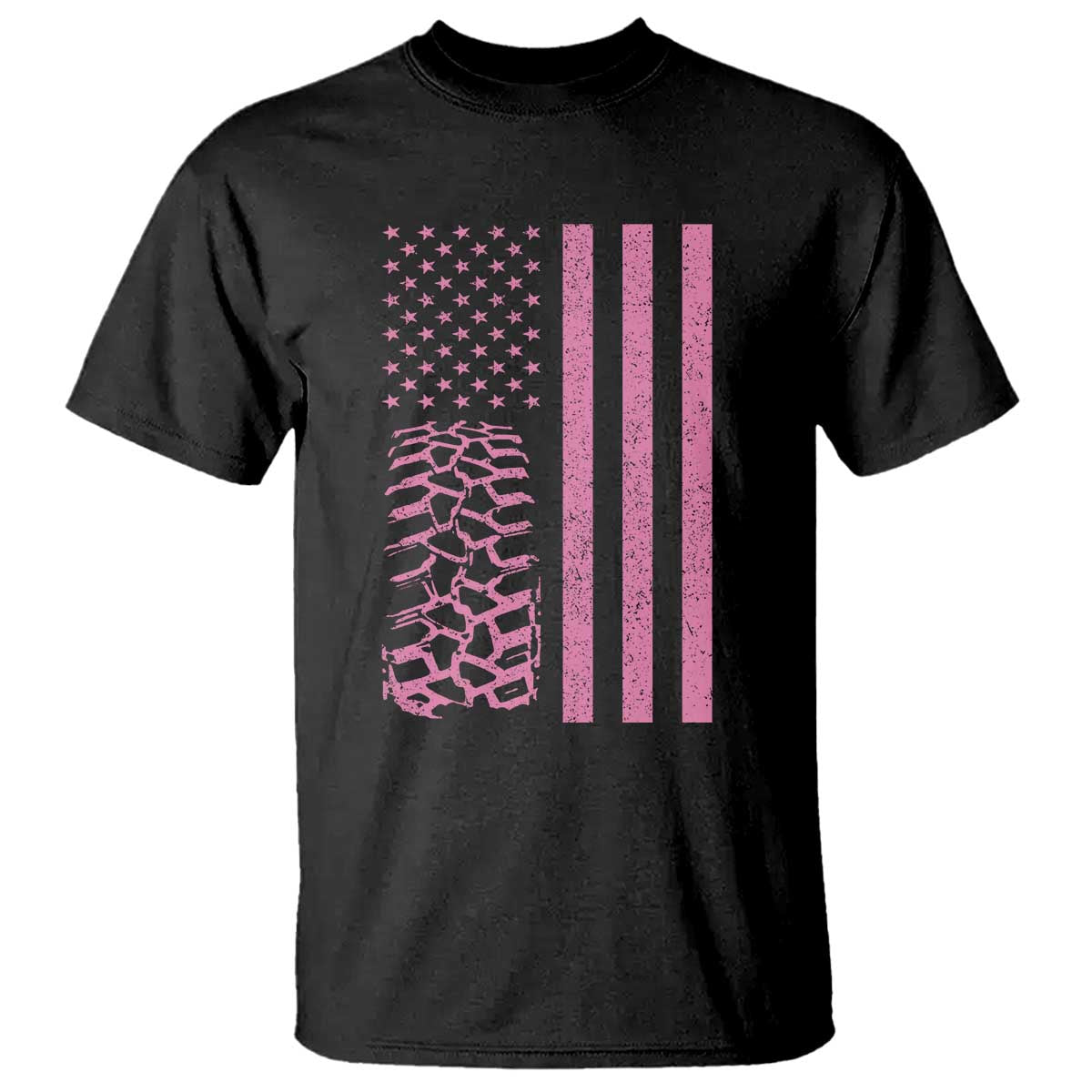 Off Road Car Wheel Vintage Pink American Flag T Shirt TS11 Black Print Your Wear