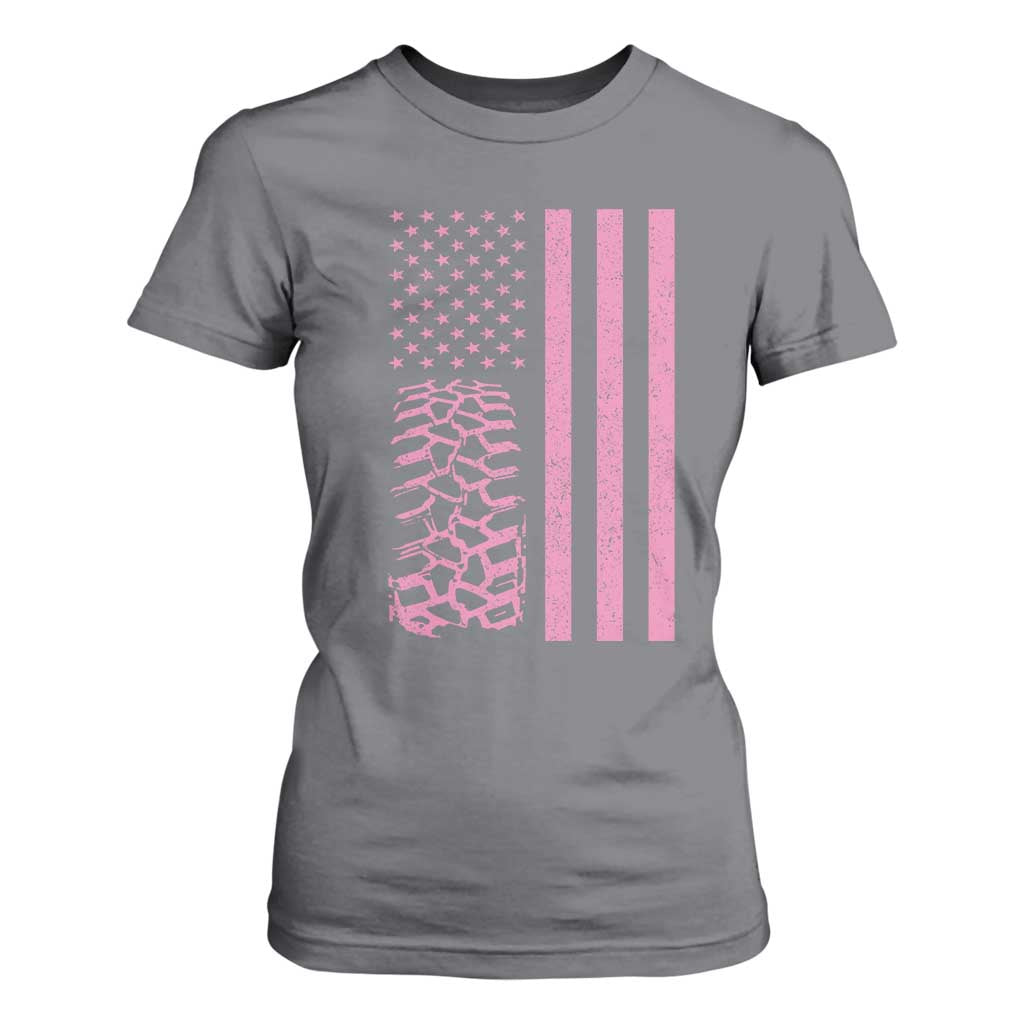 Off Road Car Wheel Vintage Pink American Flag T Shirt For Women TS11 Charcoal Print Your Wear