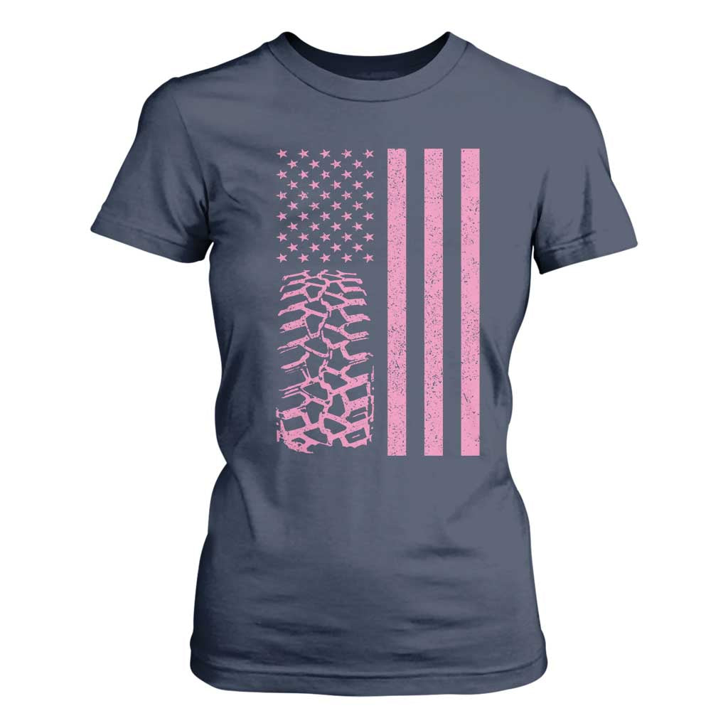 Off Road Car Wheel Vintage Pink American Flag T Shirt For Women TS11 Navy Print Your Wear