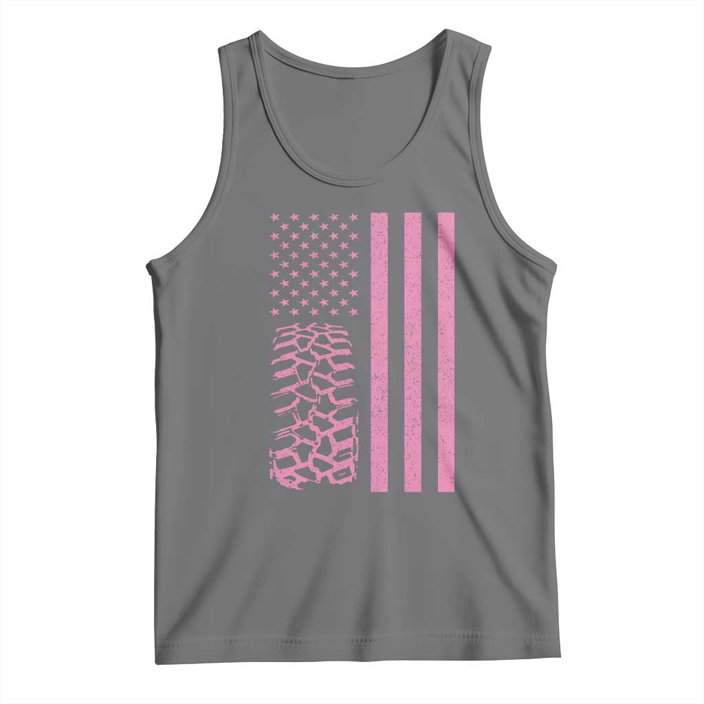 Off Road Car Wheel Vintage Pink American Flag Tank Top TS11 Black Heather Print Your Wear