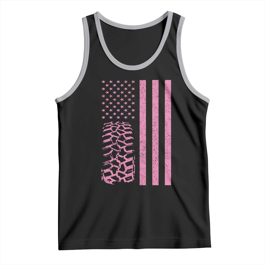 Off Road Car Wheel Vintage Pink American Flag Tank Top TS11 Black Athletic Heather Print Your Wear