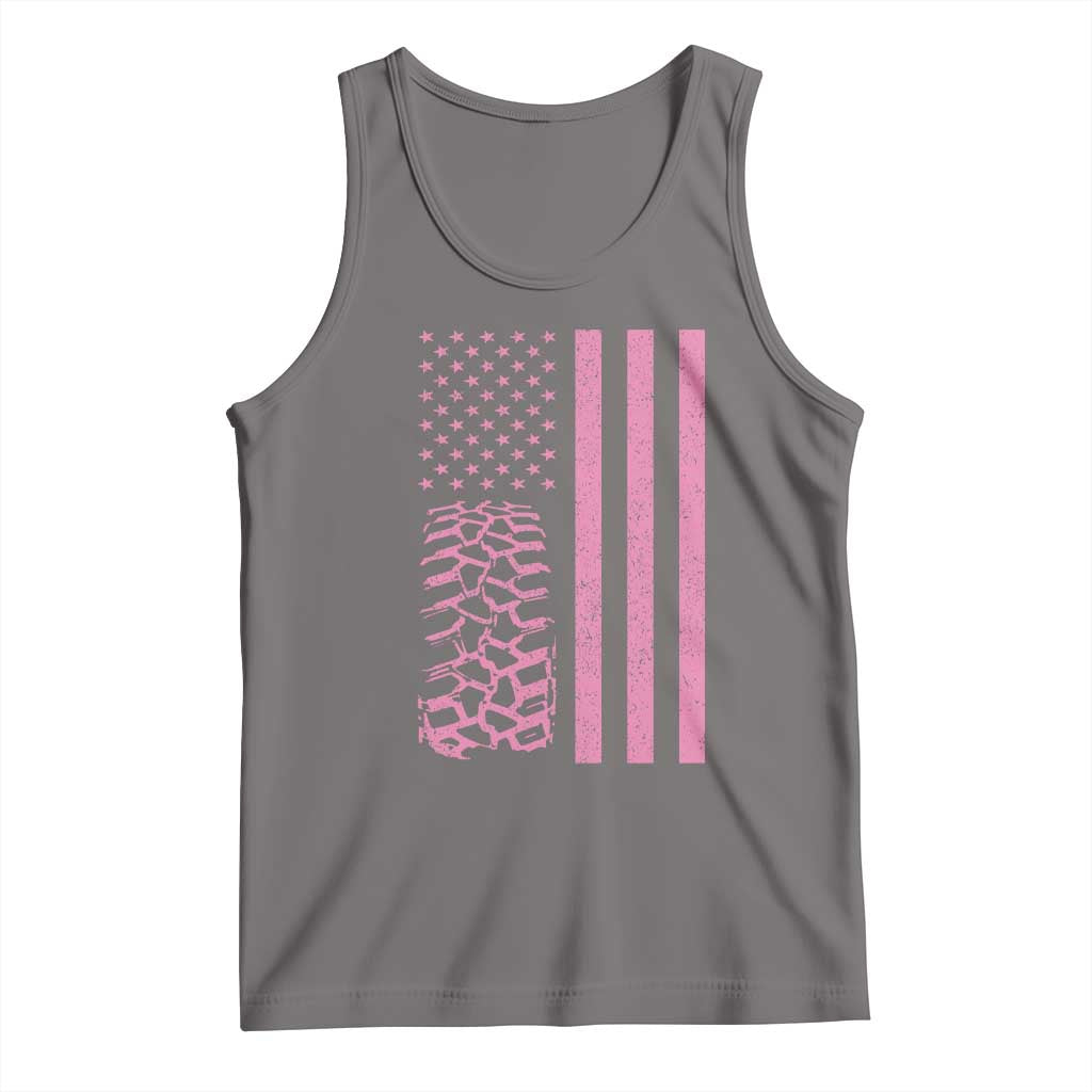 Off Road Car Wheel Vintage Pink American Flag Tank Top TS11 Deep Heather Print Your Wear