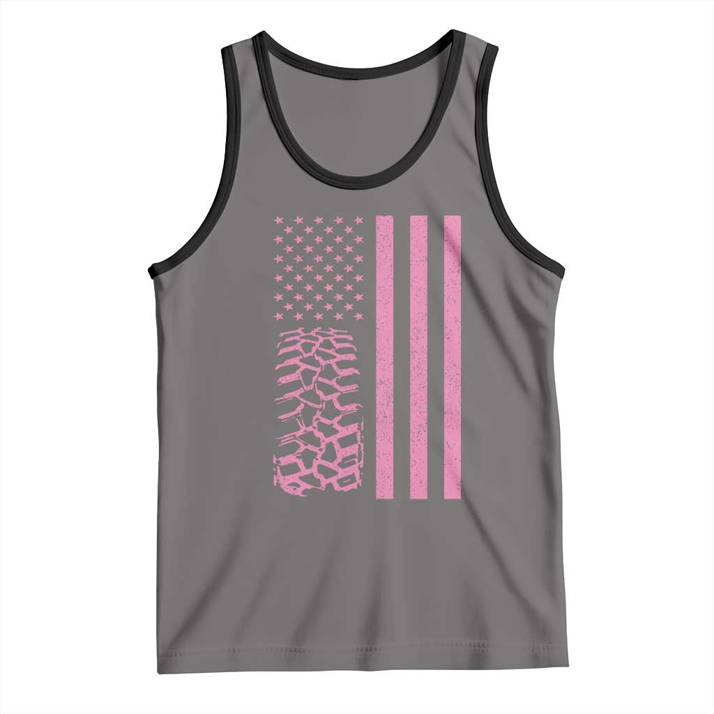 Off Road Car Wheel Vintage Pink American Flag Tank Top TS11 Deep Heather Black Print Your Wear