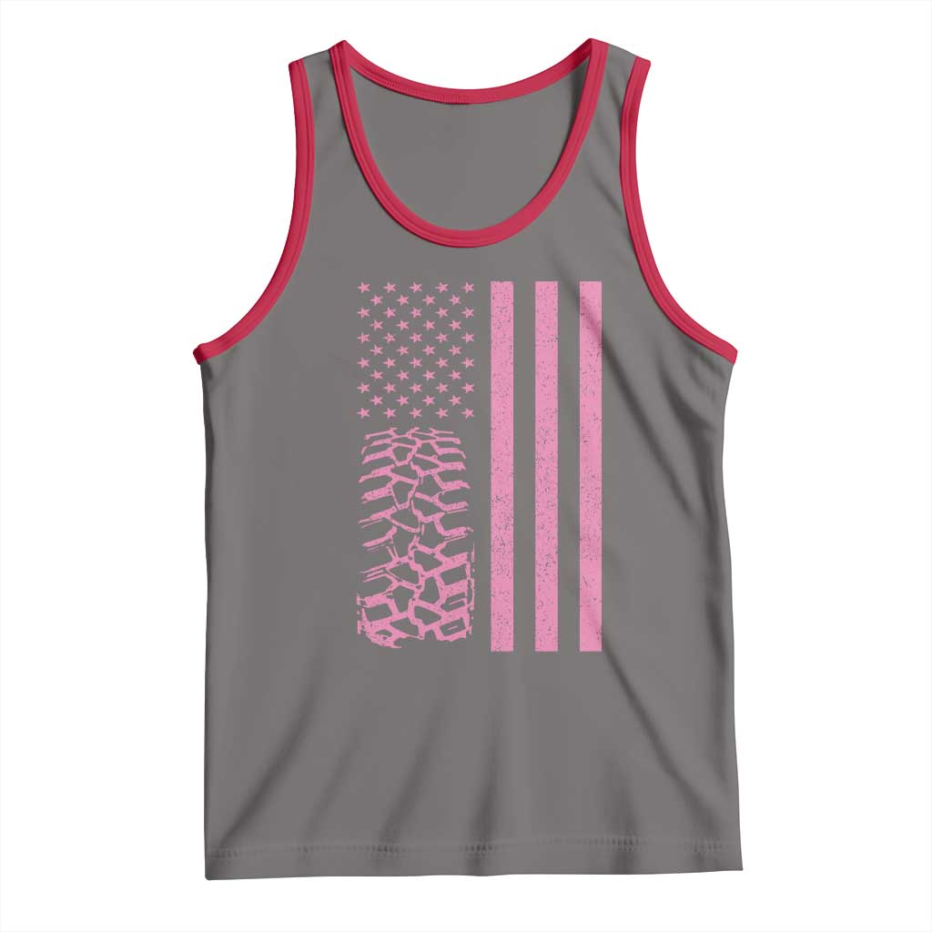 Off Road Car Wheel Vintage Pink American Flag Tank Top TS11 Deep Heather Red Print Your Wear
