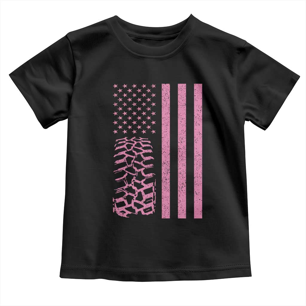 Off Road Car Wheel Vintage Pink American Flag Toddler T Shirt TS11 Black Print Your Wear