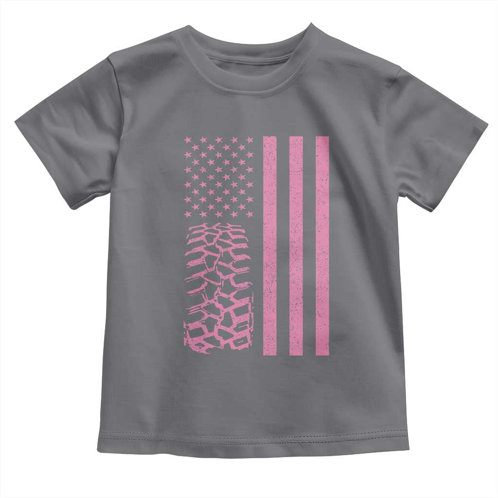 Off Road Car Wheel Vintage Pink American Flag Toddler T Shirt TS11 Charcoal Print Your Wear