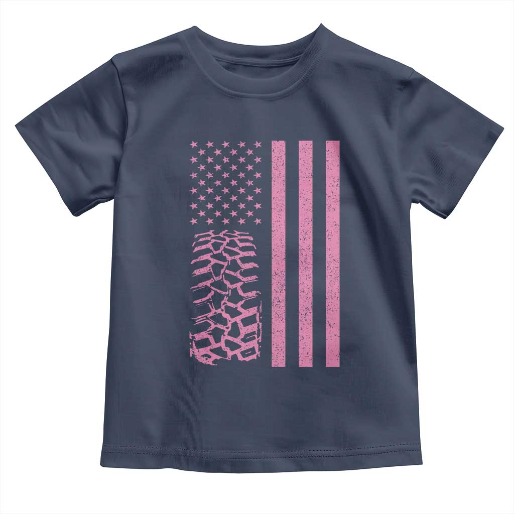 Off Road Car Wheel Vintage Pink American Flag Toddler T Shirt TS11 Navy Print Your Wear