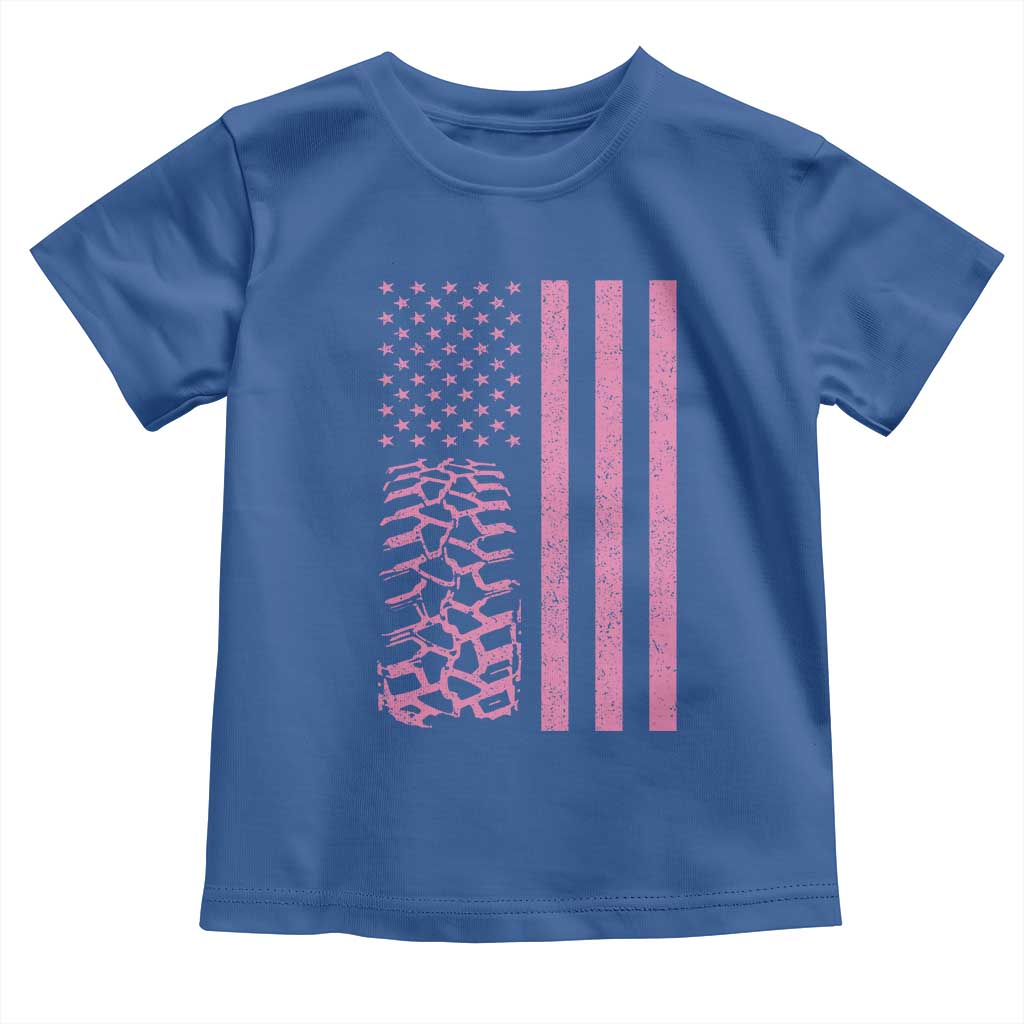 Off Road Car Wheel Vintage Pink American Flag Toddler T Shirt TS11 Royal Blue Print Your Wear