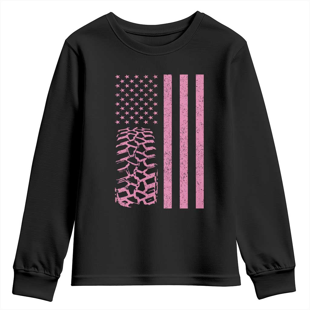 Off Road Car Wheel Vintage Pink American Flag Youth Sweatshirt TS11 Black Print Your Wear