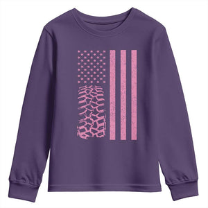 Off Road Car Wheel Vintage Pink American Flag Youth Sweatshirt TS11 Purple Print Your Wear