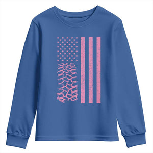 Off Road Car Wheel Vintage Pink American Flag Youth Sweatshirt TS11 Royal Blue Print Your Wear