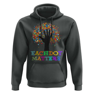 Happy Dot Day Hoodie Each Dot Matters Colorful Dot Hand Tree TS11 Dark Heather Print Your Wear