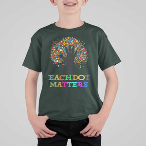 Happy Dot Day T Shirt For Kid Each Dot Matters Colorful Dot Hand Tree TS11 Dark Forest Green Print Your Wear