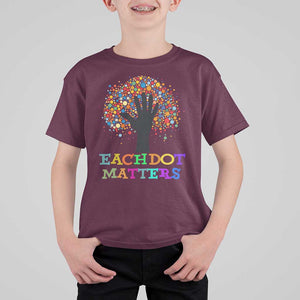 Happy Dot Day T Shirt For Kid Each Dot Matters Colorful Dot Hand Tree TS11 Maroon Print Your Wear