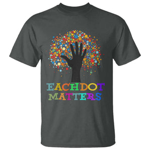 Happy Dot Day T Shirt Each Dot Matters Colorful Dot Hand Tree TS11 Dark Heather Print Your Wear