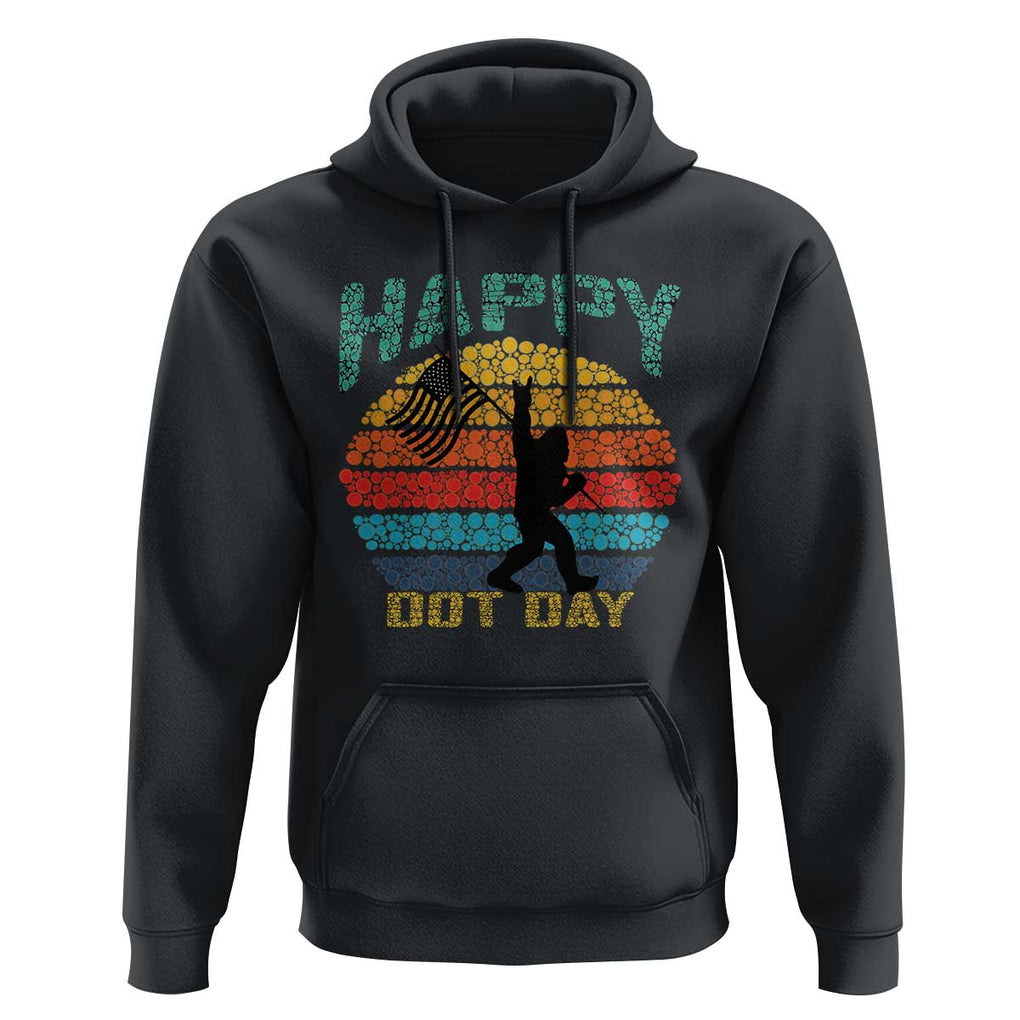 Happy Dot Day Bigfoot Hoodie American Flag Retro Sunset TS11 Black Print Your Wear