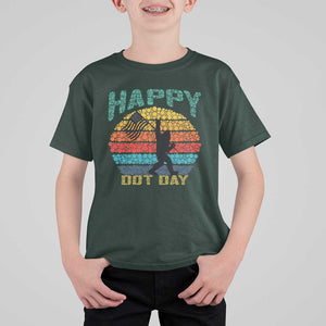 Happy Dot Day Bigfoot T Shirt For Kid American Flag Retro Sunset TS11 Dark Forest Green Print Your Wear