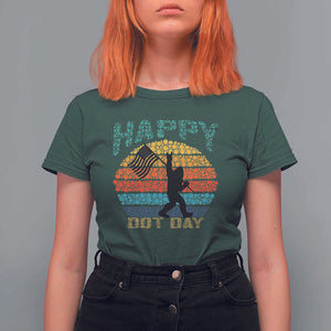 Happy Dot Day Bigfoot T Shirt For Women American Flag Retro Sunset TS11 Dark Forest Green Print Your Wear