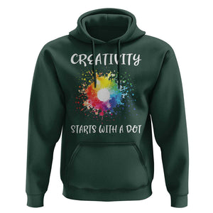 Funny Dot Day Hoodie Creativity Starts With A Dot Colorful Dots Watercolor TS11 Dark Forest Green Print Your Wear