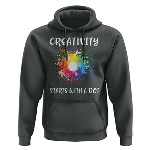 Funny Dot Day Hoodie Creativity Starts With A Dot Colorful Dots Watercolor TS11 Dark Heather Print Your Wear