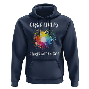 Funny Dot Day Hoodie Creativity Starts With A Dot Colorful Dots Watercolor TS11 Navy Print Your Wear