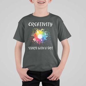 Funny Dot Day T Shirt For Kid Creativity Starts With A Dot Colorful Dots Watercolor TS11 Dark Heather Print Your Wear