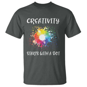 Funny Dot Day T Shirt Creativity Starts With A Dot Colorful Dots Watercolor TS11 Dark Heather Print Your Wear