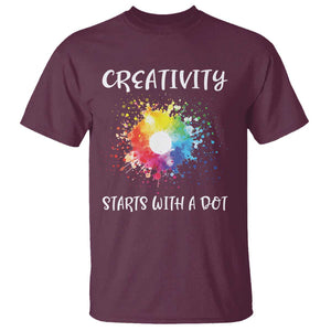 Funny Dot Day T Shirt Creativity Starts With A Dot Colorful Dots Watercolor TS11 Maroon Print Your Wear
