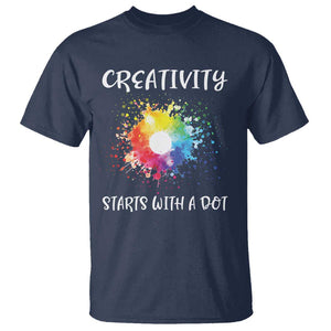 Funny Dot Day T Shirt Creativity Starts With A Dot Colorful Dots Watercolor TS11 Navy Print Your Wear