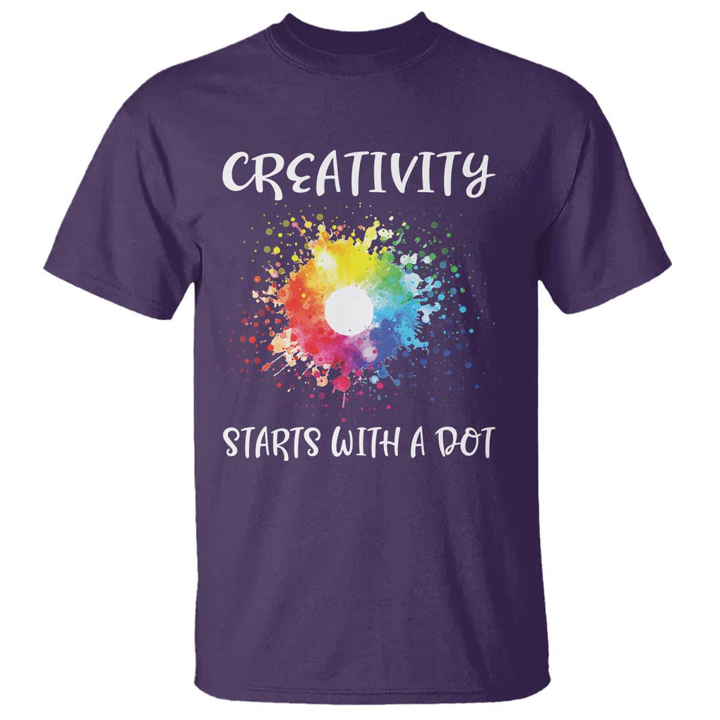 Funny Dot Day T Shirt Creativity Starts With A Dot Colorful Dots Watercolor TS11 Purple Print Your Wear