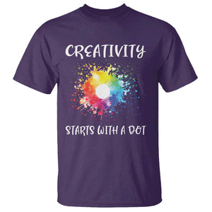 Funny Dot Day T Shirt Creativity Starts With A Dot Colorful Dots Watercolor TS11 Purple Print Your Wear