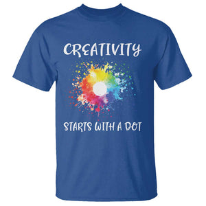 Funny Dot Day T Shirt Creativity Starts With A Dot Colorful Dots Watercolor TS11 Royal Blue Print Your Wear