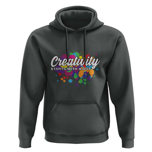 Happy Dot Day Hoodie Creativity Starts With A Dot Colorful Dots Watercolor TS11 Dark Heather Print Your Wear