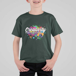 Happy Dot Day T Shirt For Kid Creativity Starts With A Dot Colorful Dots Watercolor TS11 Dark Forest Green Print Your Wear