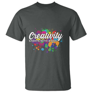 Happy Dot Day T Shirt Creativity Starts With A Dot Colorful Dots Watercolor TS11 Dark Heather Print Your Wear