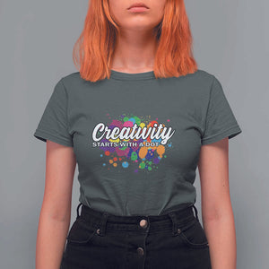 Happy Dot Day T Shirt For Women Creativity Starts With A Dot Colorful Dots Watercolor TS11 Dark Heather Print Your Wear