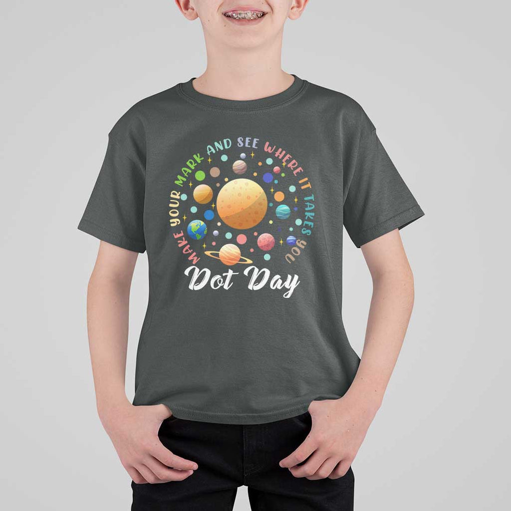 Happy Dot Day T Shirt For Kid Make Your Mark See Where It Takes Planet Dots Sparkle Star TS11 Dark Heather Print Your Wear