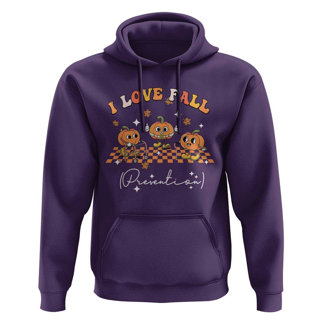 Funny Fall Physical Therapy Hoodie I Love Fall Prevention Retro Groove Pumpkin TS11 Purple Print Your Wear