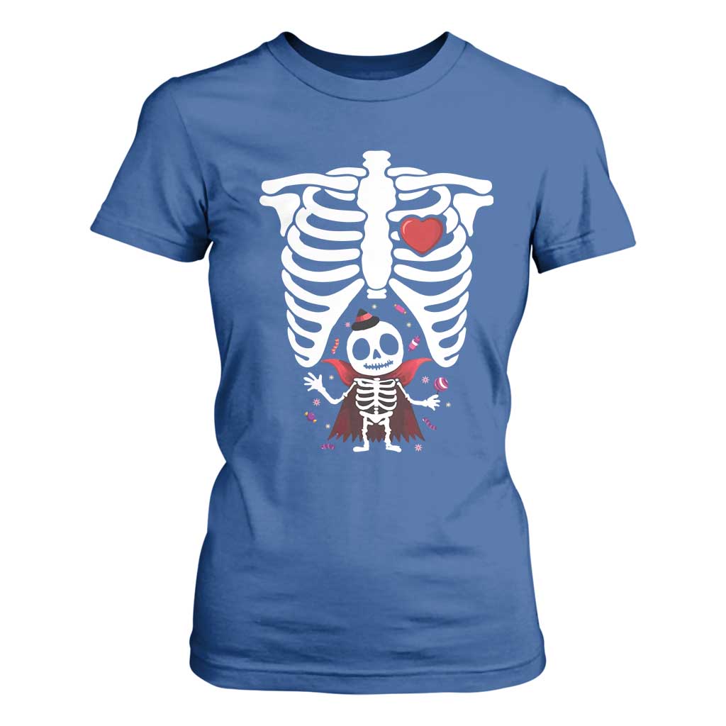 Pregnancy Announcement T Shirt For Women Halloween Vampire Skeleton Monster Baby Pregnant Candy TS11 Royal Blue Print Your Wear