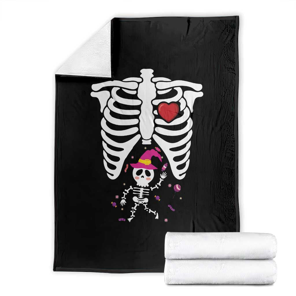Pregnancy Announcement Throw Blanket Halloween Witch Skeleton Monster Baby Pregnant Candy TS11 Black Print Your Wear
